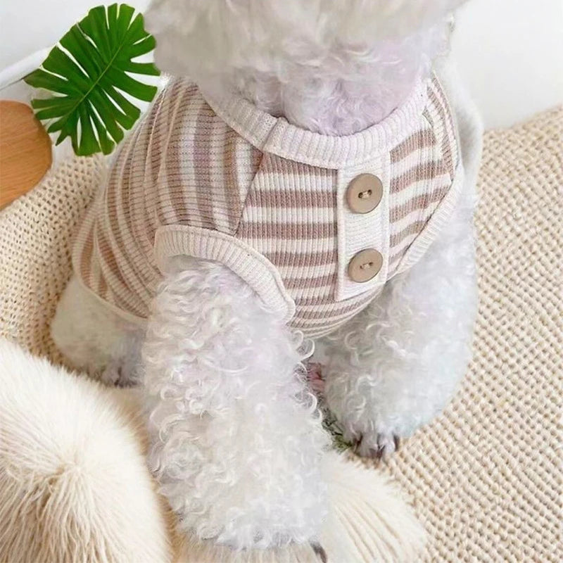 Summer Pet Clothes Simple Striped Vest for Small Dog Chihuahua Bichon Breathable Vest Puppy Cat Thin T-Shirt Dog Supplies