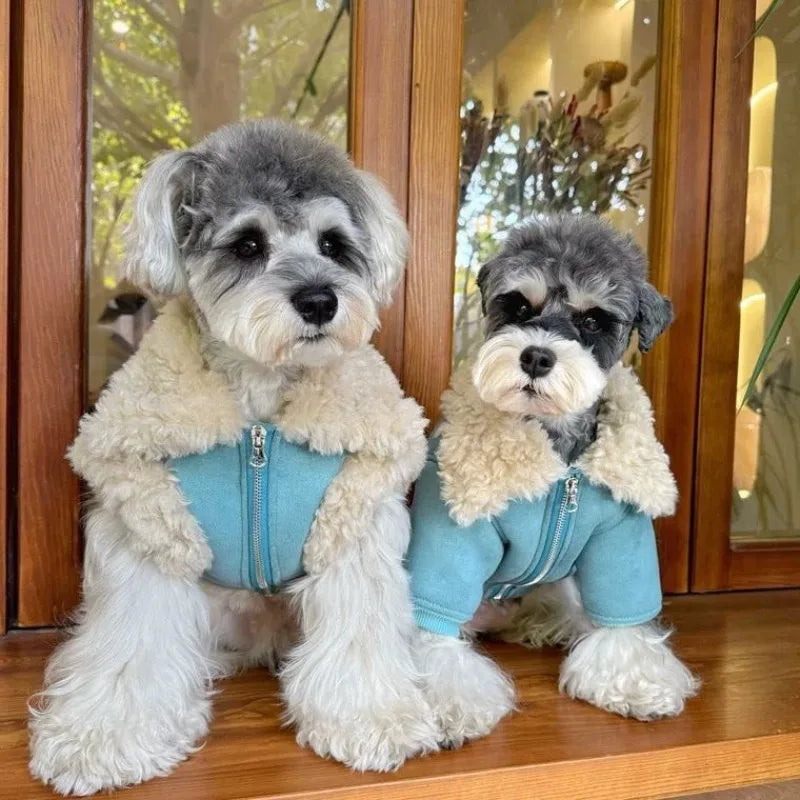 Pet Dog Clothes Corduroy and Velvet Jacket Pet Legs Lamb Fur Collar Coat Jacket Warm  Winter Puppy Clothes for Small Dogs Coat