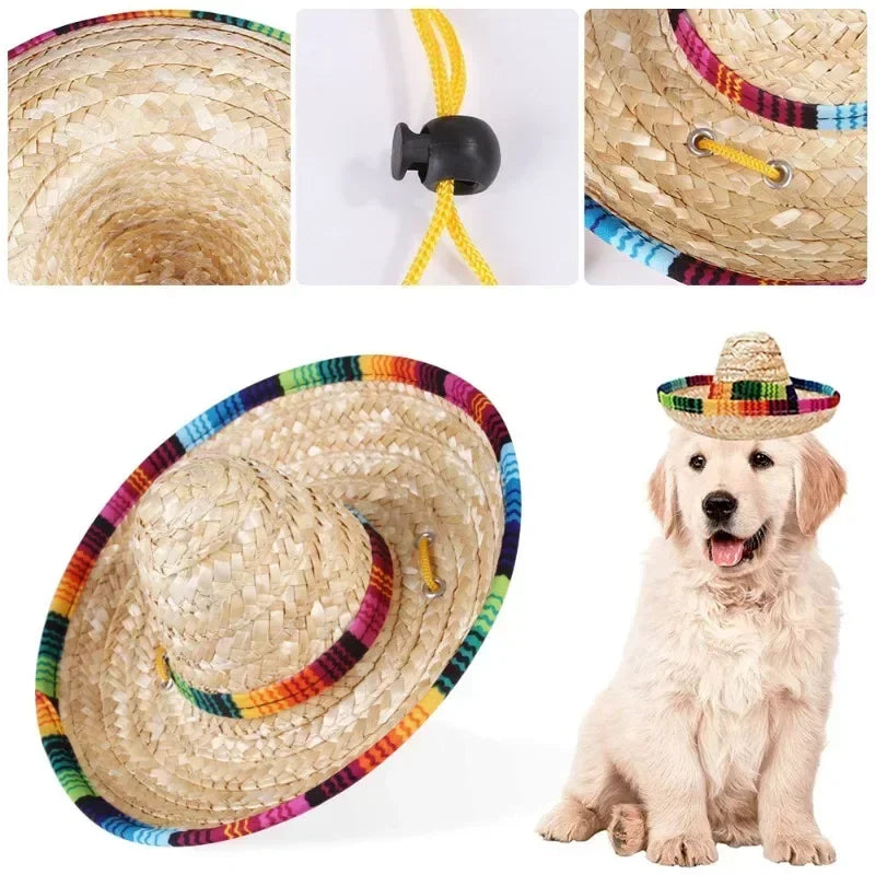 Funny Accessories For Dogs - Mini Pet Dogs Hawaii Style Straw Hats, Cat Sun Hat, Beach Party Sombrero