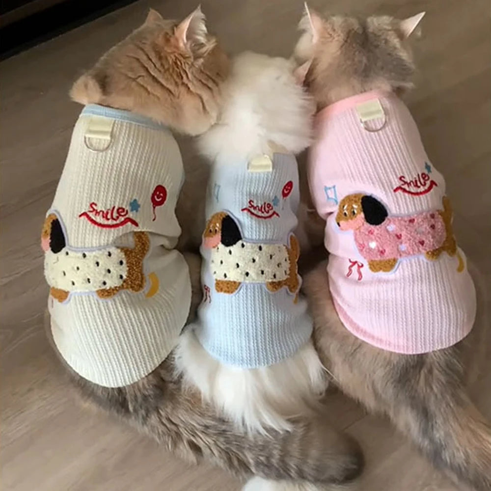 Soft Puppy Clothes Summer Cute Cat Clothes for Small Cat Vest Undershirt Breathable Small Dog Vest Pet Supplies with Hook