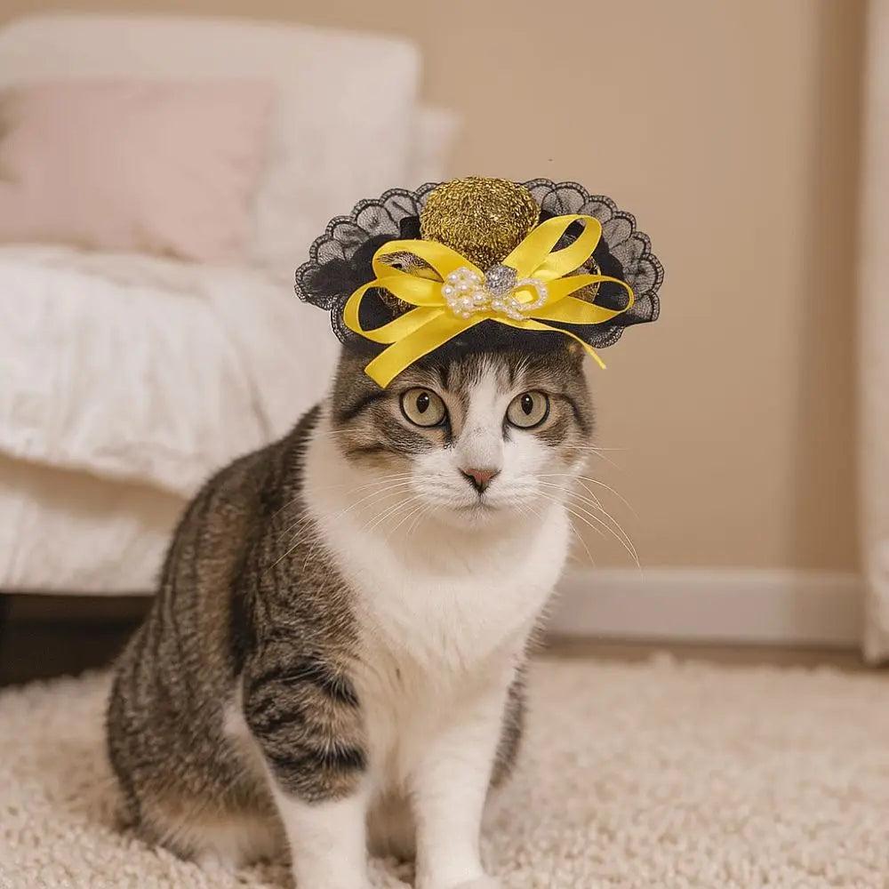 Pet Accessories Adjustable Pet Halloween Hat British Style Sequin Cat Cosplay Hat Elastic Band Pet Decorative Hat Pet Party