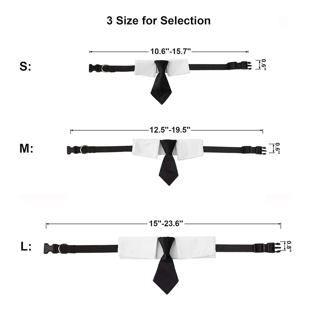 Pet Accessories, Dog Tuxedo Collar with Black Tie Adjustable Dog Necktie Collar with Quickly Release Buckle for Small Medium Pet