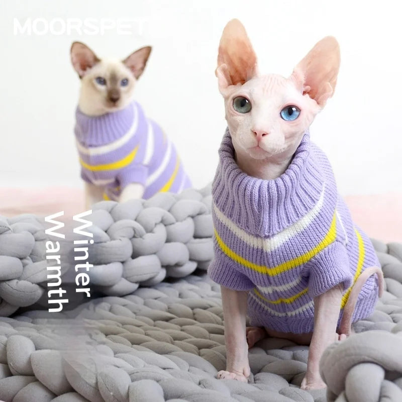 Warm Autumn Winter Cat Clothes For Hairless Cats Like Sphynx And Devon Rex Cat Sweaters That Keep Your Feline Cozy