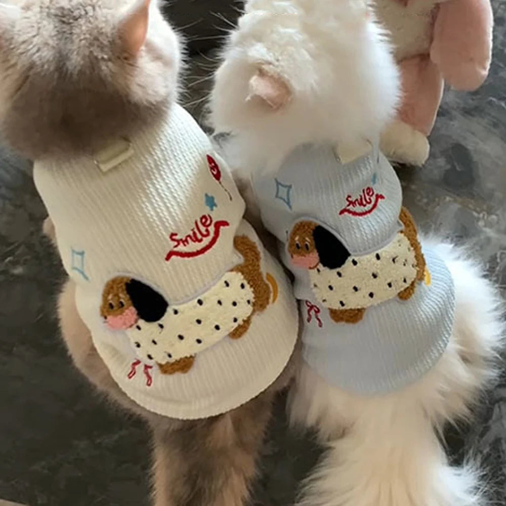 Breathable Small Dog Vest Clothes Soft Winter Warm Cute Cat Clothes for Small Cat Vest Undershirt Dogs Clothes with Hook